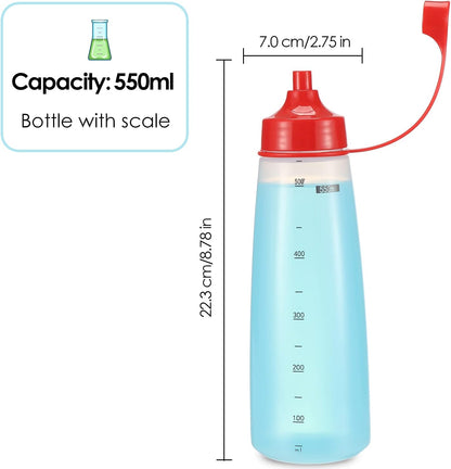 Condiment Squeeze Bottle for Sauces Wide Mouth, Plastic Squeeze Bottles for Condiments, Paint, Ketchup, Mustard, Oil, Resin, Baking, Cake Decorating, Cleaning, BPA Free-Food Grade (19 oz., 2, Count)