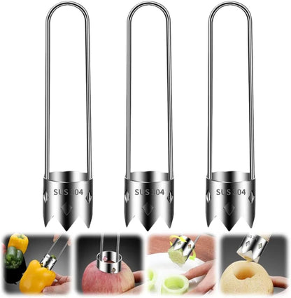 Red Bell Pepper Corer, 2025 Upgraded Stainless Steel Fruite Corer,Vegetable Pineapple Corer Tool Cutter Pepper Seed Remover Tool,For Vegetables Fruit Corer Kitchen Gadget (3, B)
