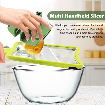 Multi Handheld Mandoline Slicer, Stainless Steel Professional Vegetable Slicer with Comfortable Grip, Vegetable Slicer for Potatoes, Onions, Cucumbers, Cheese, Easy to Clean