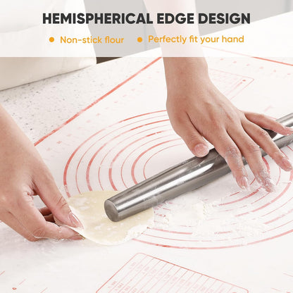 Smooth Seamless Stainless Steel Rolling Pin, 12.8 Inch