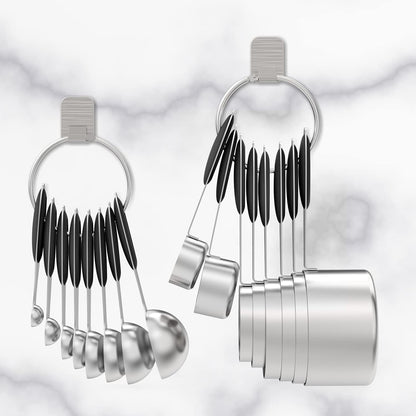 Stainless Measuring Cups and Spoons Set with Silicone Handle, 16pcs