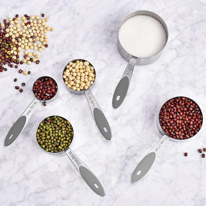 Stainless Measuring Cups and Spoons Set with Silicone Handle, 16pcs