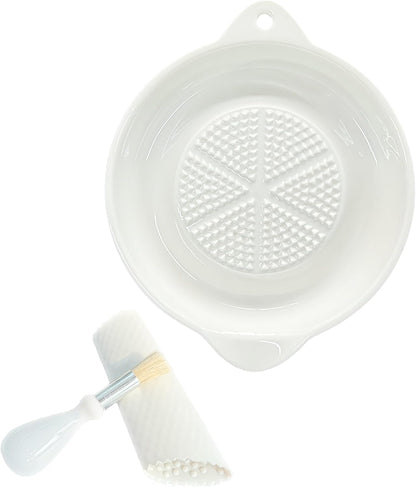 Ceramic Grater Plate for Ginger, Garlic, Onion, Cheese, Lemon, Chocolate, Vegetables and Fruits in Kitchen, White Garlic Grater with Peeler and Brush, Large