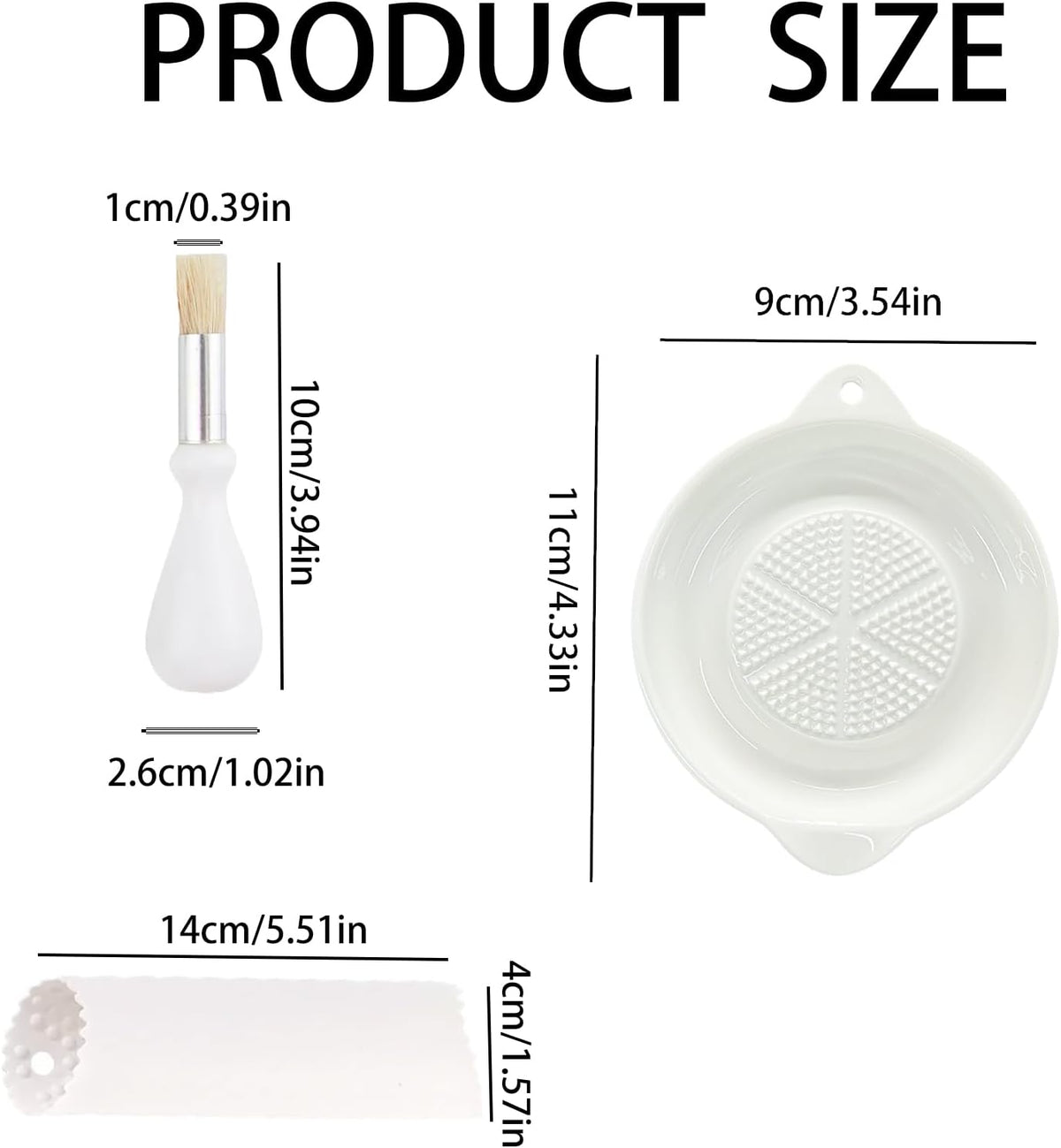 Ceramic Grater Plate for Ginger, Garlic, Onion, Cheese, Lemon, Chocolate, Vegetables and Fruits in Kitchen, White Garlic Grater with Peeler and Brush, Large