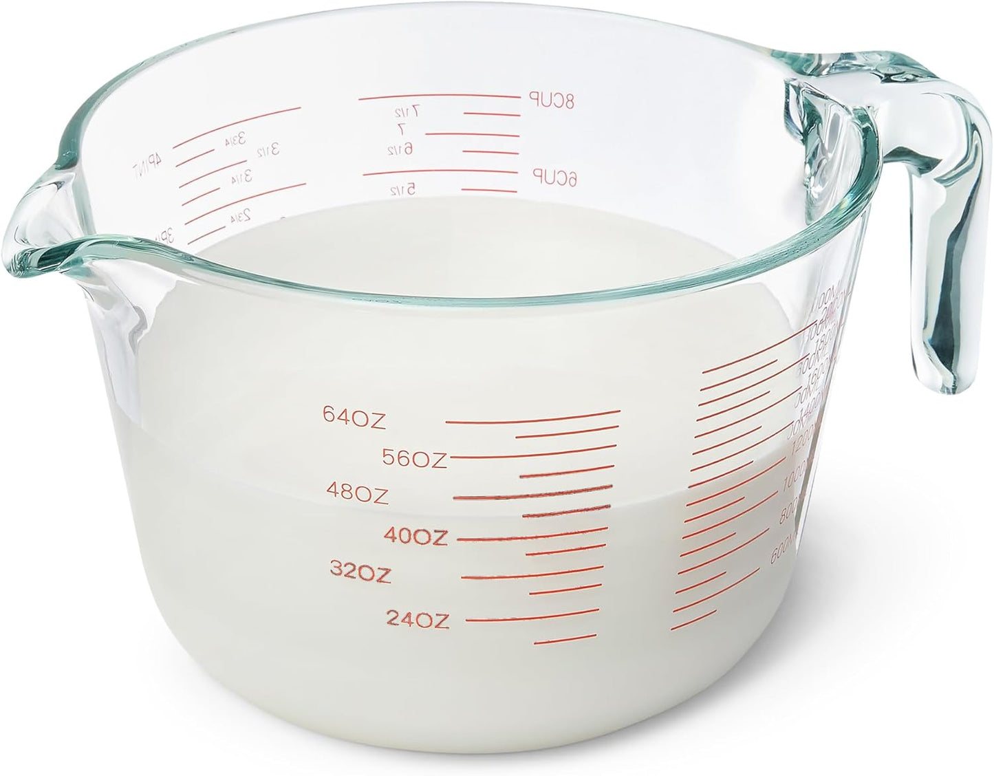 Large Size Glass Measuring Cup, 8 Cup, Easy-to-Read Markings, Dishwasher/Microwave/Freezer/Oven Safe (Previously AmazonCommercial)