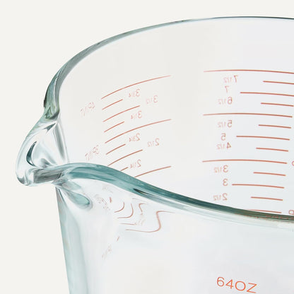 Large Size Glass Measuring Cup, 8 Cup, Easy-to-Read Markings, Dishwasher/Microwave/Freezer/Oven Safe (Previously AmazonCommercial)