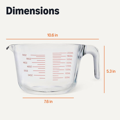 Large Size Glass Measuring Cup, 8 Cup, Easy-to-Read Markings, Dishwasher/Microwave/Freezer/Oven Safe (Previously AmazonCommercial)