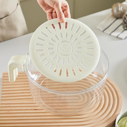 Fruit and Salad Washing Bowl with Strainer,Colander for Kitchen,Multi-Functional Vegetable and Food Drainer with Lid, Handle and Fork,Portable Fruit and Salad Containers for Fridge,BPA Free，Grape