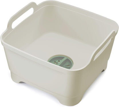 Wash & Drain Kitchen Dish Tub Wash Basin with Handles and Draining Plug, 9 liters/2.3 Gallons
