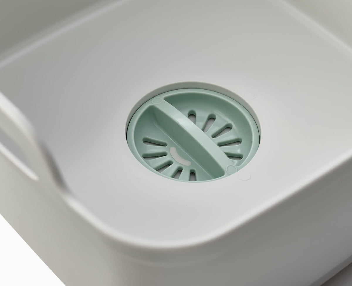 Wash & Drain Kitchen Dish Tub Wash Basin with Handles and Draining Plug, 9 liters/2.3 Gallons