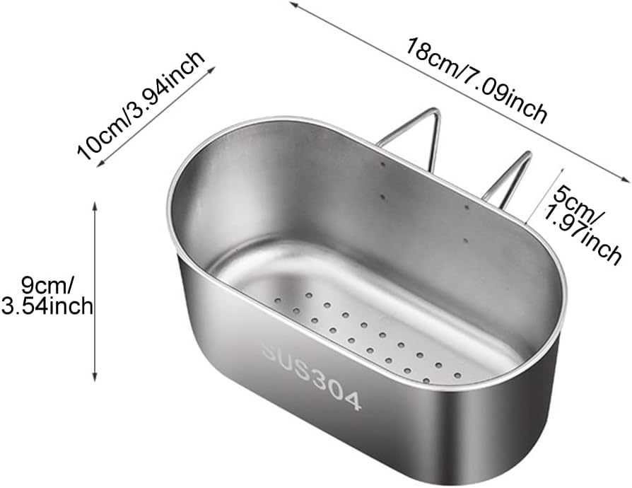 Stainless Steel Sink Drain Strainer Basket, Multifunctional Hanging Sink Strainer Colander Drain Basket Kitchen Sink Food Waste Filter and Wash Vegetables Fruits(Silver)