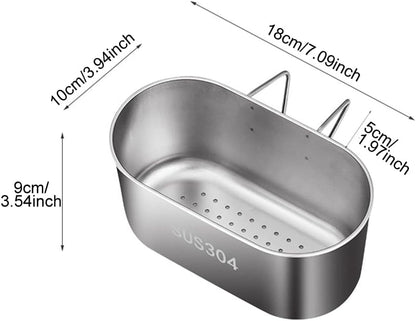 Stainless Steel Sink Drain Strainer Basket, Multifunctional Hanging Sink Strainer Colander Drain Basket Kitchen Sink Food Waste Filter and Wash Vegetables Fruits(Silver)
