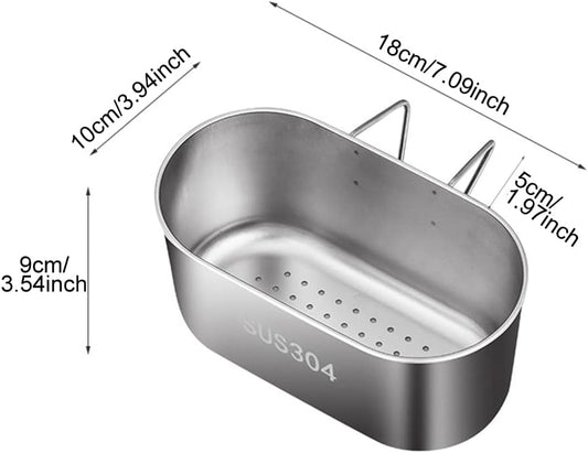 Stainless Steel Sink Drain Strainer Basket, Multifunctional Hanging Sink Strainer Colander Drain Basket Kitchen Sink Food Waste Filter and Wash Vegetables Fruits(Silver)