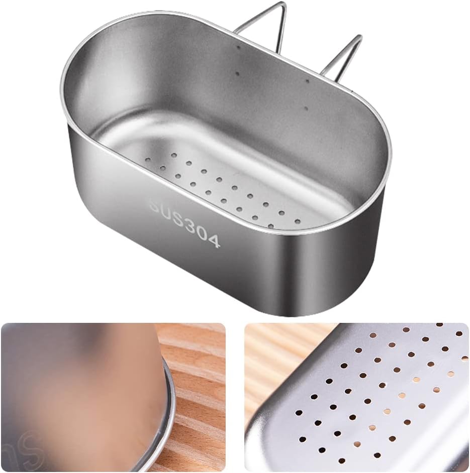 Stainless Steel Sink Drain Strainer Basket, Multifunctional Hanging Sink Strainer Colander Drain Basket Kitchen Sink Food Waste Filter and Wash Vegetables Fruits(Silver)