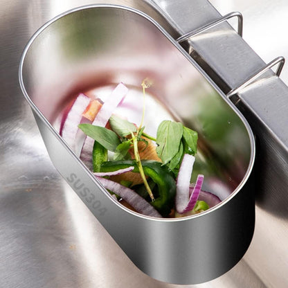 Stainless Steel Sink Drain Strainer Basket, Multifunctional Hanging Sink Strainer Colander Drain Basket Kitchen Sink Food Waste Filter and Wash Vegetables Fruits(Silver)