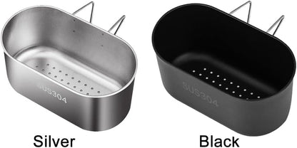 Stainless Steel Sink Drain Strainer Basket, Multifunctional Hanging Sink Strainer Colander Drain Basket Kitchen Sink Food Waste Filter and Wash Vegetables Fruits(Silver)