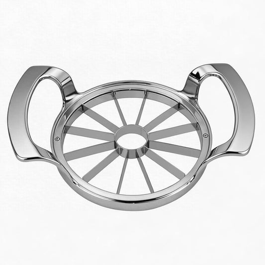 Apple Slicer & Corer 12-Blade Stainless Steel with 5-Inch Opening | Heavy-duty 12-blade design cores and slices apples through the 5-inch opening and is dishwasher safe for easy cleanup.