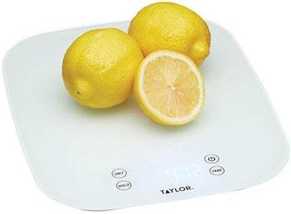Pro Digital Kitchen Food Scales, Compact Professional Standard with Precision Accuracy and Waterproof Design with Tare Feature, White Glass, Weighs 14 kg/14 L Capacity
