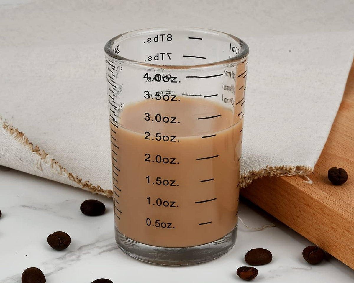 120 Milliliter Measuring Cup 2 Pieces Shot Glass Measuring Cup with 4 Kinds of Measuring Scale for Small Amount Liquid (Red, 120 ml)
