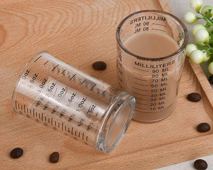 120 Milliliter Measuring Cup 2 Pieces Shot Glass Measuring Cup with 4 Kinds of Measuring Scale for Small Amount Liquid (Red, 120 ml)