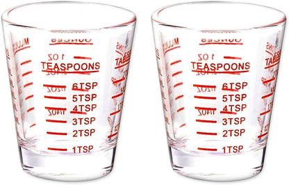 120 Milliliter Measuring Cup 2 Pieces Shot Glass Measuring Cup with 4 Kinds of Measuring Scale for Small Amount Liquid (Red, 120 ml)