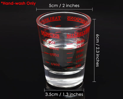 120 Milliliter Measuring Cup 2 Pieces Shot Glass Measuring Cup with 4 Kinds of Measuring Scale for Small Amount Liquid (Red, 120 ml)