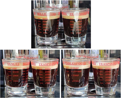 120 Milliliter Measuring Cup 2 Pieces Shot Glass Measuring Cup with 4 Kinds of Measuring Scale for Small Amount Liquid (Red, 120 ml)