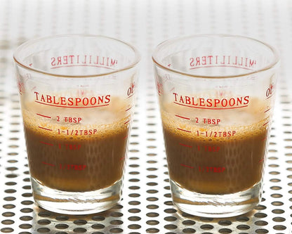 120 Milliliter Measuring Cup 2 Pieces Shot Glass Measuring Cup with 4 Kinds of Measuring Scale for Small Amount Liquid (Red, 120 ml)