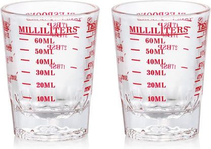 120 Milliliter Measuring Cup 2 Pieces Shot Glass Measuring Cup with 4 Kinds of Measuring Scale for Small Amount Liquid (Red, 120 ml)