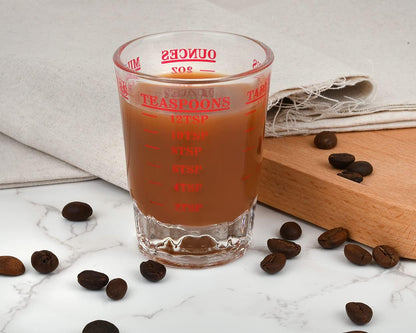 120 Milliliter Measuring Cup 2 Pieces Shot Glass Measuring Cup with 4 Kinds of Measuring Scale for Small Amount Liquid (Red, 120 ml)