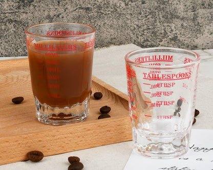 120 Milliliter Measuring Cup 2 Pieces Shot Glass Measuring Cup with 4 Kinds of Measuring Scale for Small Amount Liquid (Red, 120 ml)
