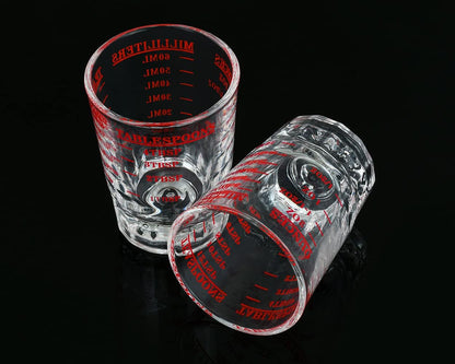 120 Milliliter Measuring Cup 2 Pieces Shot Glass Measuring Cup with 4 Kinds of Measuring Scale for Small Amount Liquid (Red, 120 ml)
