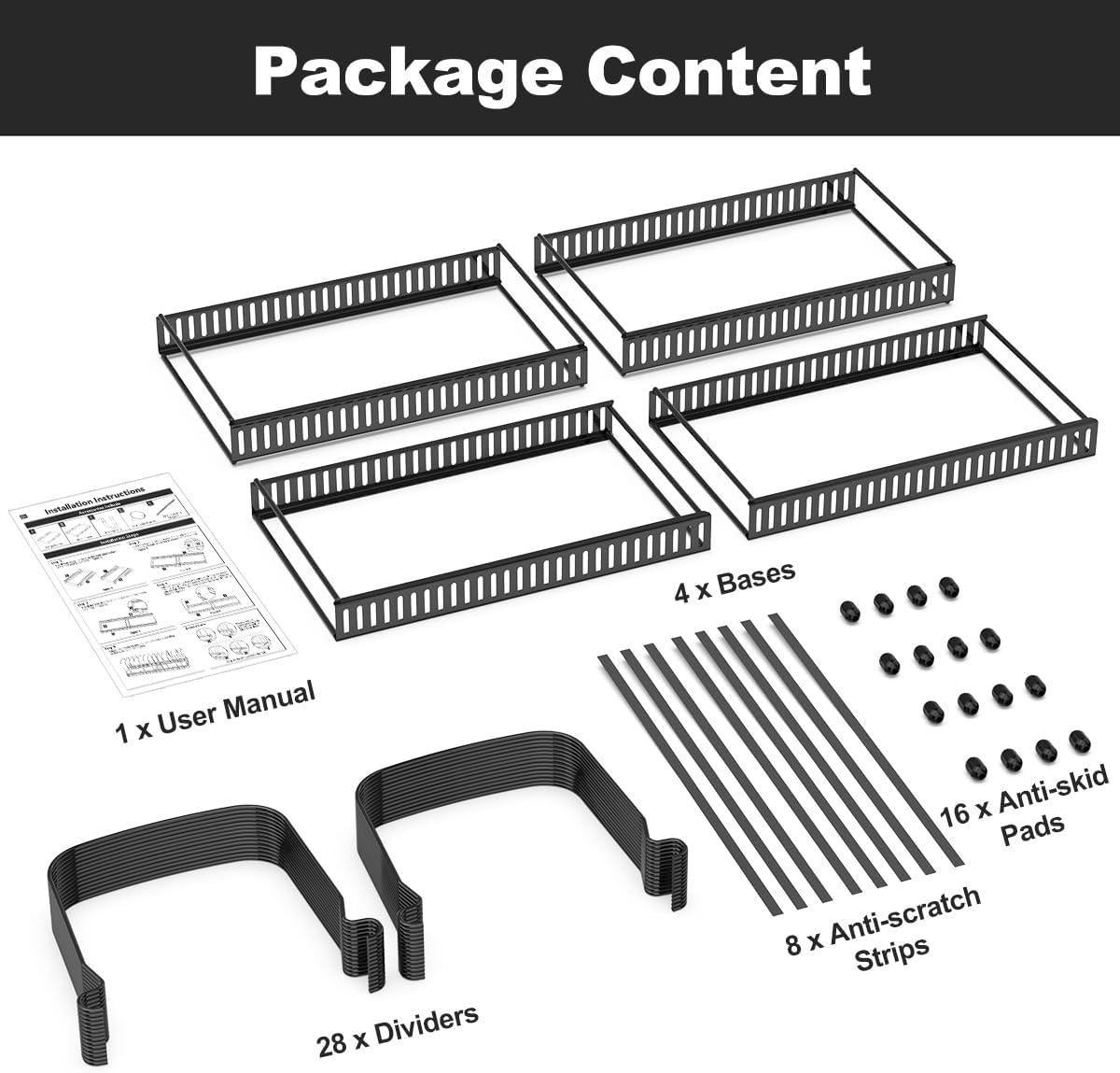 Cutting Board Organizer Rack, Expandable Baking Tray and Cookie Sheet Organizer with 14 Adjustable Dividers, Bakeware Muffin Tin Cupcake Pan Storage Organizer for Cabinet, Black