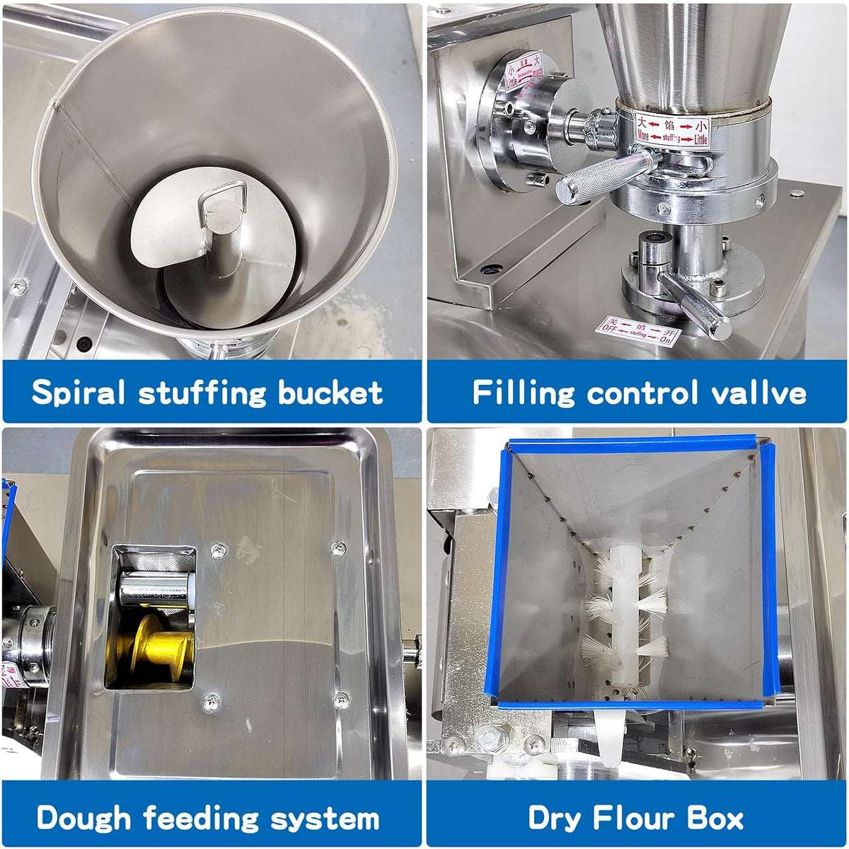 Commercial Dumpling Making Machine With1 Free Mold SAMOSA | Food Grade Stainless Steel,Empanada Maker Press For Pierogi,Gyoza,Ravioli,5000Pcs/H,48 Optional Shapes,Auto Powder Spreading