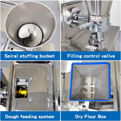 Commercial Dumpling Making Machine With1 Free Mold SAMOSA | Food Grade Stainless Steel,Empanada Maker Press For Pierogi,Gyoza,Ravioli,5000Pcs/H,48 Optional Shapes,Auto Powder Spreading