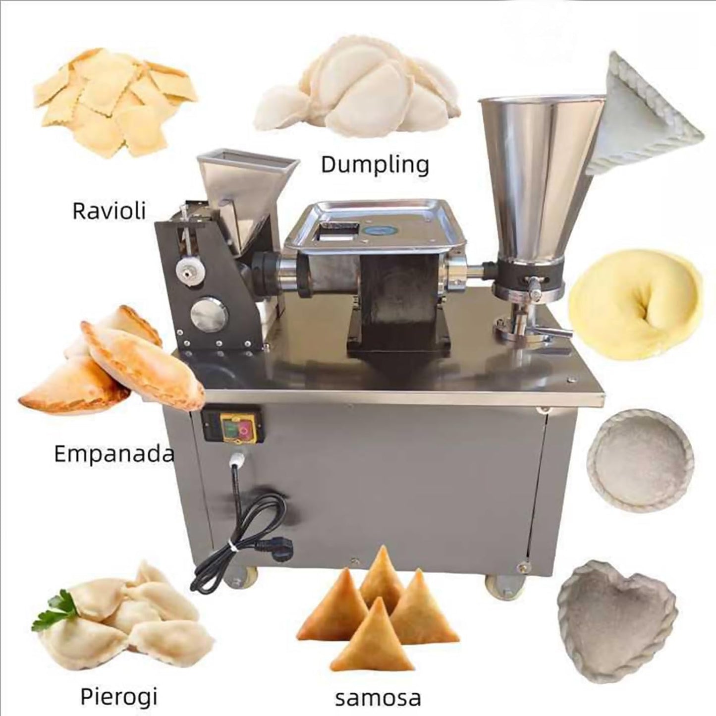 Commercial Dumpling Making Machine With1 Free Mold SAMOSA | Food Grade Stainless Steel,Empanada Maker Press For Pierogi,Gyoza,Ravioli,5000Pcs/H,48 Optional Shapes,Auto Powder Spreading