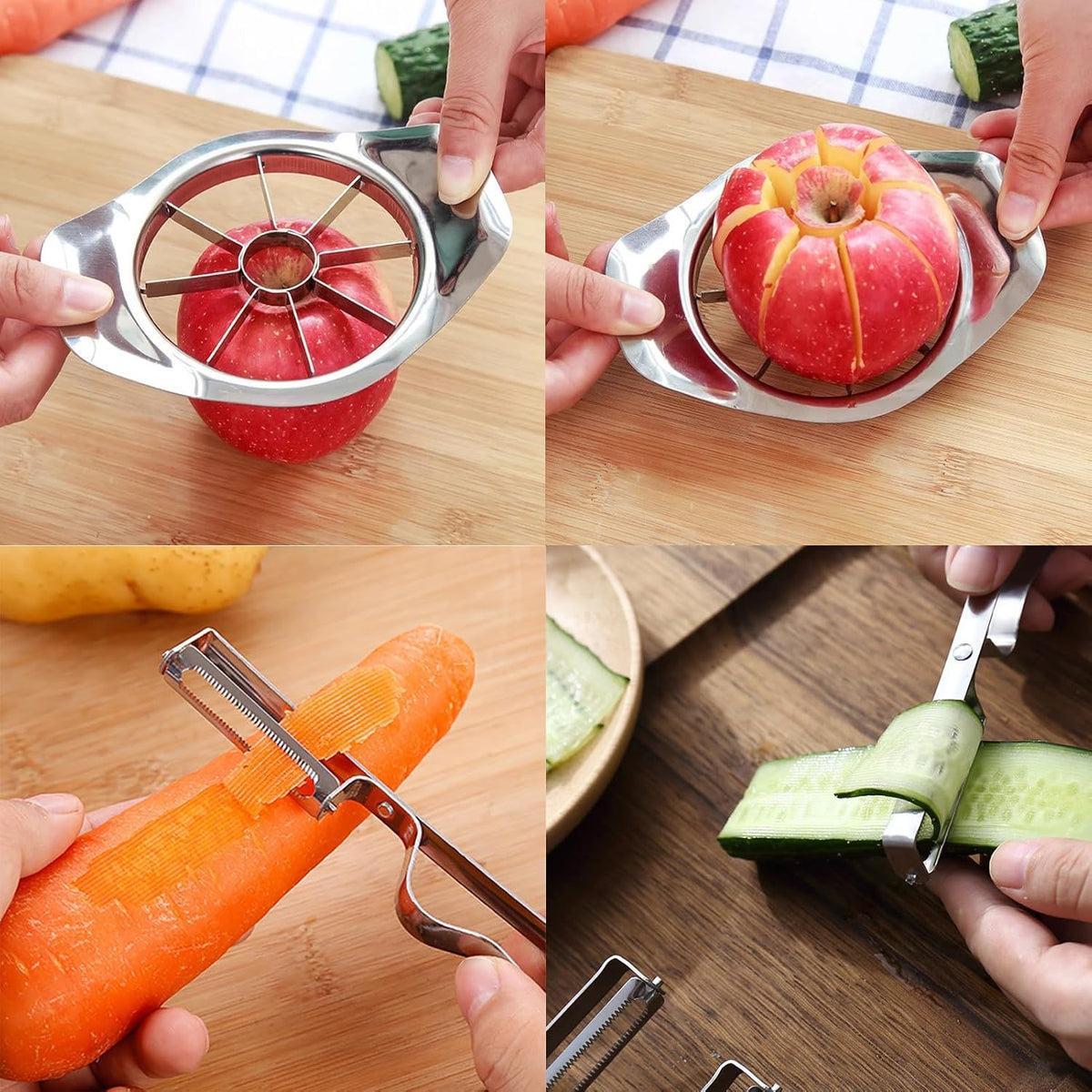 Apple Slicer, Corer and Divider, 8-Slice, With 1 Fruits Vegetables Peeler