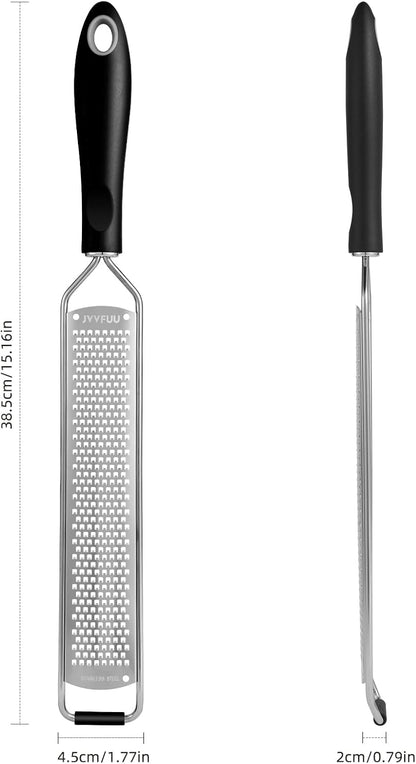 Premium Lemon Zester & Cheese Grater,Stainless Steel (Black) | For Parmesan Cheese, Lemon, Ginger, Garlic, Nutmeg, Chocolate; Sharp Blade, Dishwasher Safe, Multi-use Kitchen Tool
