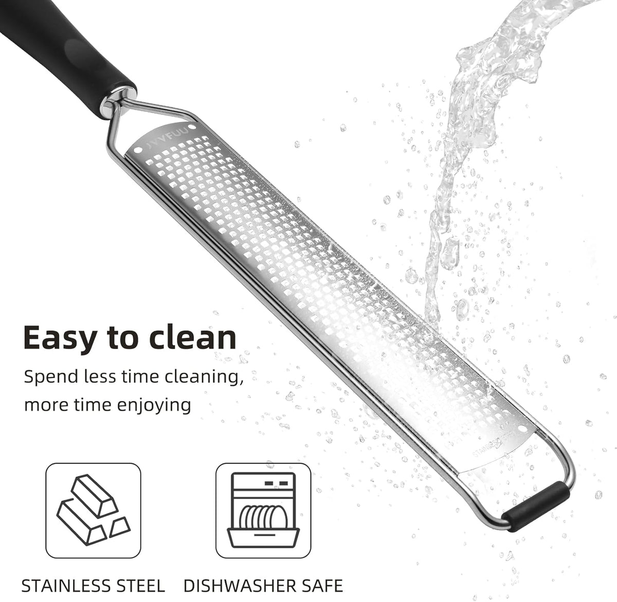 Premium Lemon Zester & Cheese Grater,Stainless Steel (Black) | For Parmesan Cheese, Lemon, Ginger, Garlic, Nutmeg, Chocolate; Sharp Blade, Dishwasher Safe, Multi-use Kitchen Tool