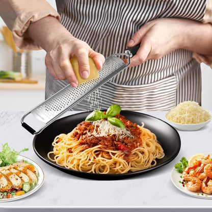 Premium Lemon Zester & Cheese Grater,Stainless Steel (Black) | For Parmesan Cheese, Lemon, Ginger, Garlic, Nutmeg, Chocolate; Sharp Blade, Dishwasher Safe, Multi-use Kitchen Tool
