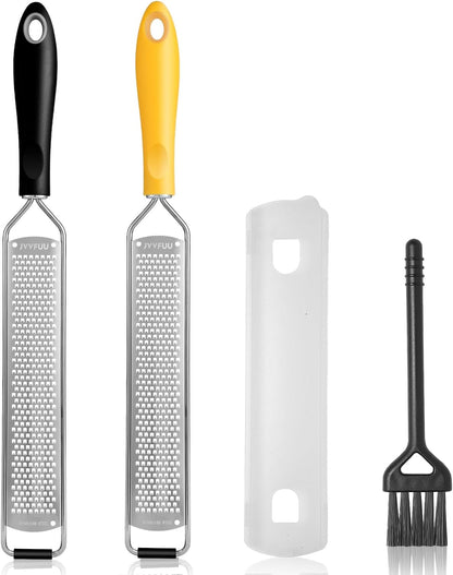Premium Lemon Zester & Cheese Grater,Stainless Steel (Black) | For Parmesan Cheese, Lemon, Ginger, Garlic, Nutmeg, Chocolate; Sharp Blade, Dishwasher Safe, Multi-use Kitchen Tool
