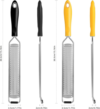 Premium Lemon Zester & Cheese Grater,Stainless Steel (Black) | For Parmesan Cheese, Lemon, Ginger, Garlic, Nutmeg, Chocolate; Sharp Blade, Dishwasher Safe, Multi-use Kitchen Tool