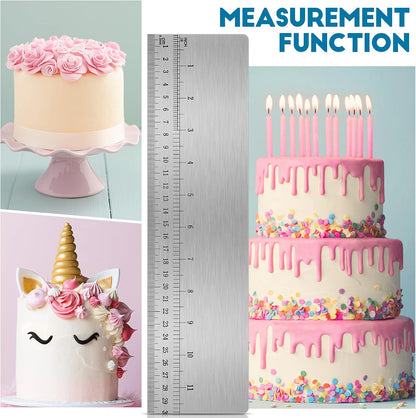 Cake Scraper Smoother Metal with Scale Baking Comb Tool, 12 Inches