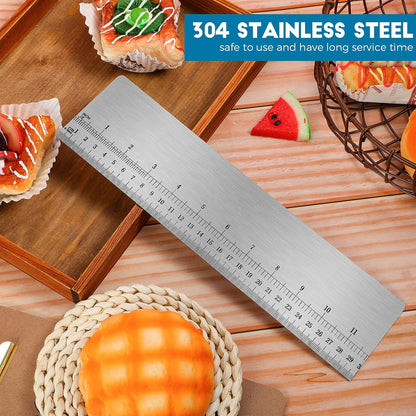 Cake Scraper Smoother Metal with Scale Baking Comb Tool, 12 Inches