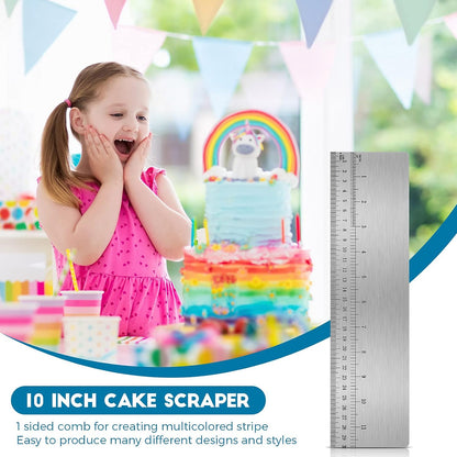 Cake Scraper Smoother Metal with Scale Baking Comb Tool, 12 Inches