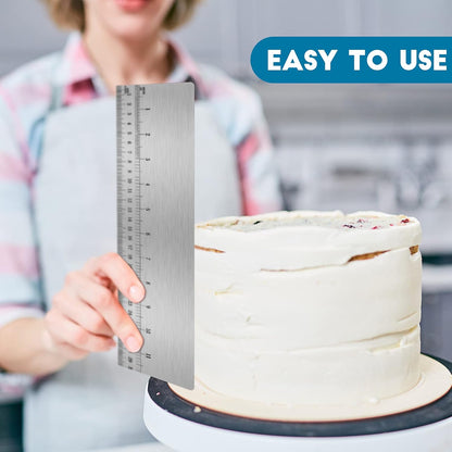 Cake Scraper Smoother Metal with Scale Baking Comb Tool, 12 Inches