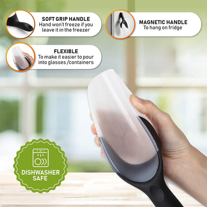 Magnetic Ice Scoop for Freezer, BPA-Free Food Scooper, Black