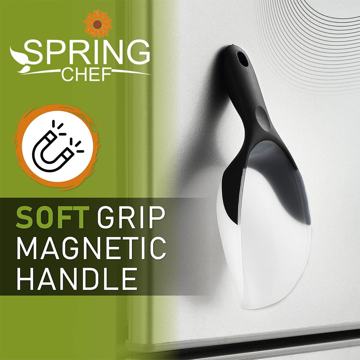 Magnetic Ice Scoop for Freezer, BPA-Free Food Scooper, Black