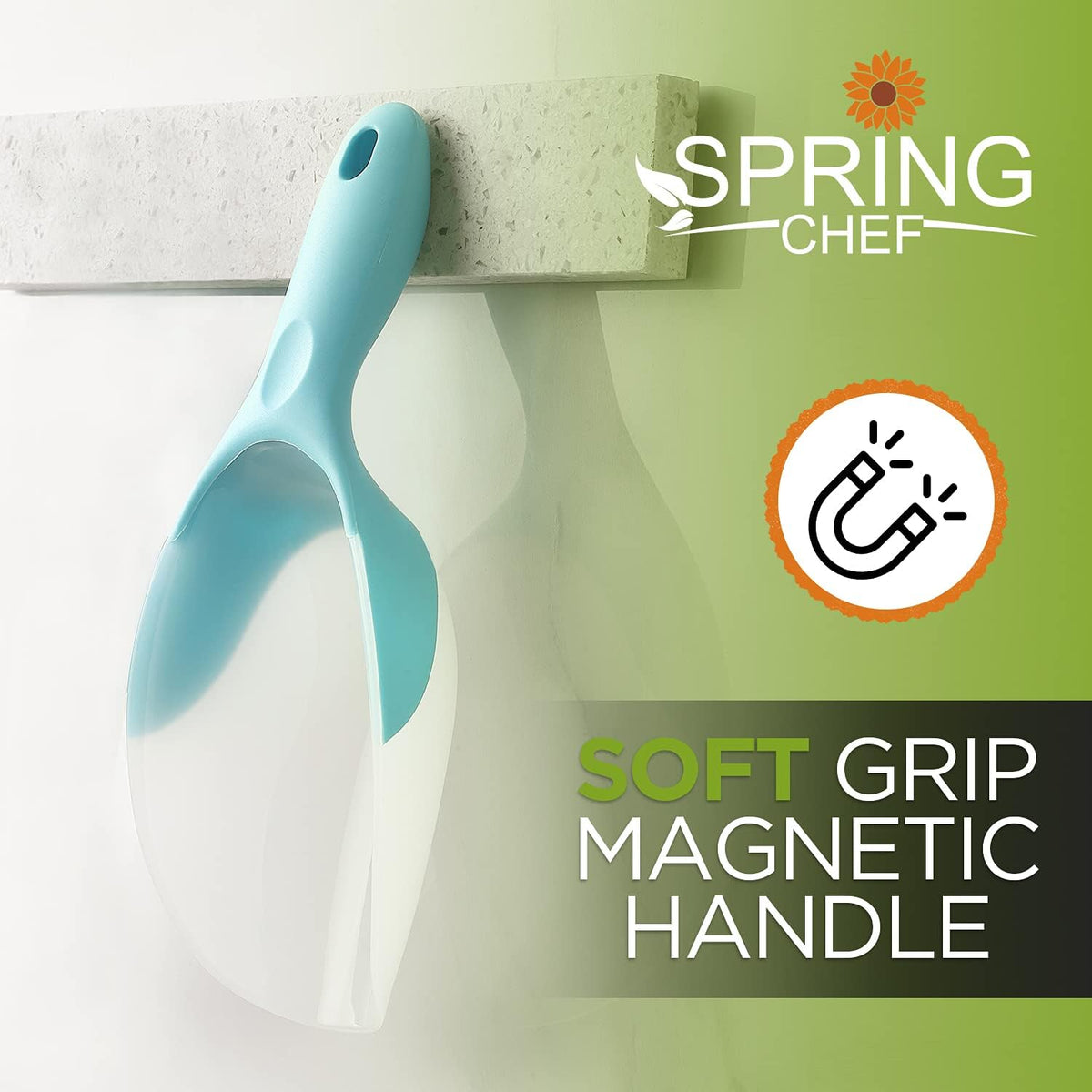 Magnetic Ice Scoop for Freezer, BPA-Free Food Scooper, Black