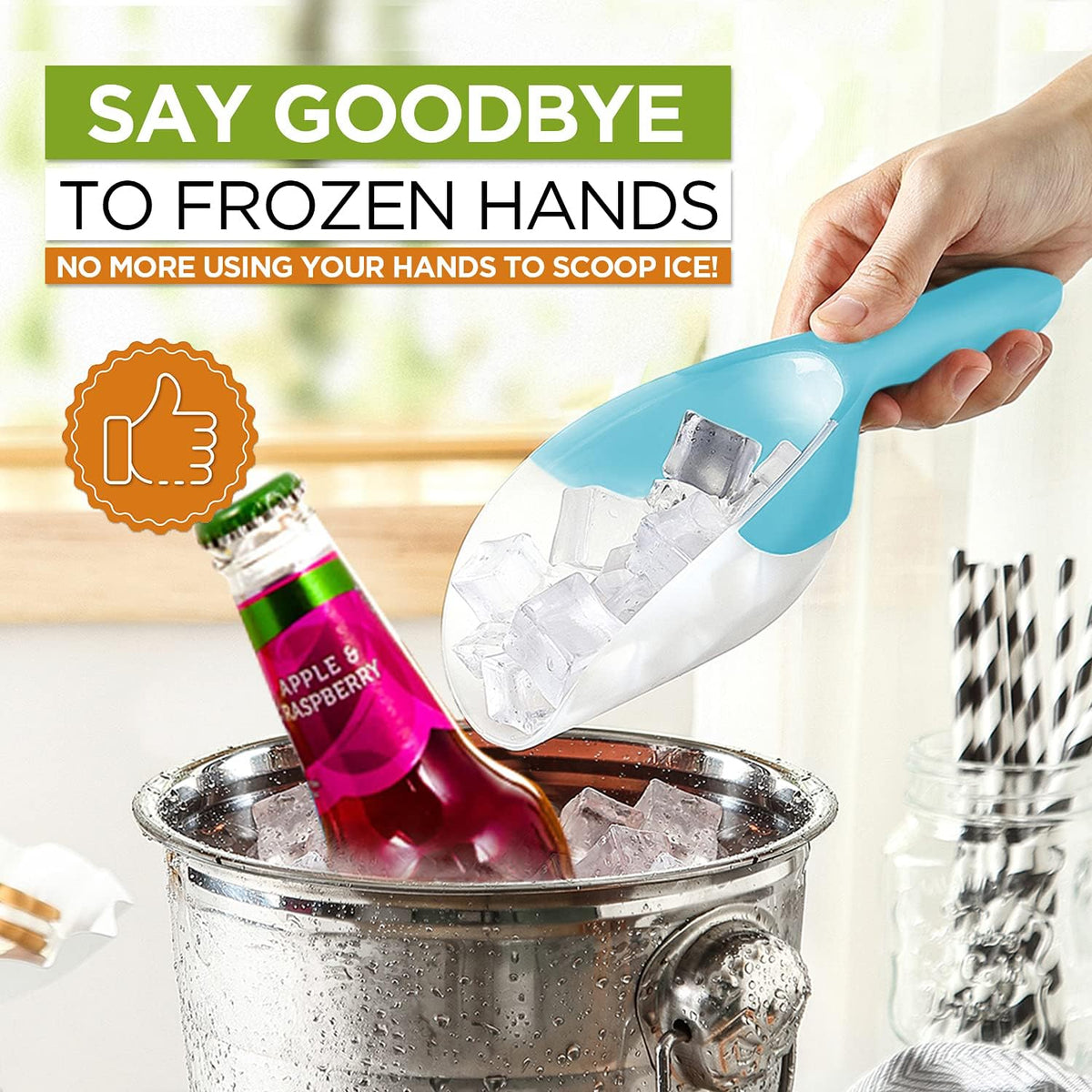 Magnetic Ice Scoop for Freezer, BPA-Free Food Scooper, Black